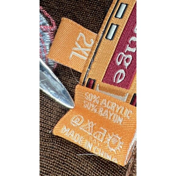 Royal Prestige Men's Pullover Sweater 2XL Brown Embroidered Thick Long Sleeve - Picture 4 of 5